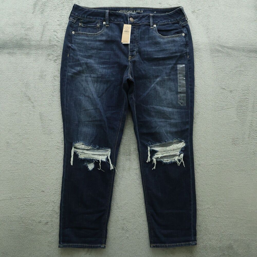 American Eagle Jeans Women's Size 16R High-Rise Tomgirl 28" Inseam Destroyed NWT